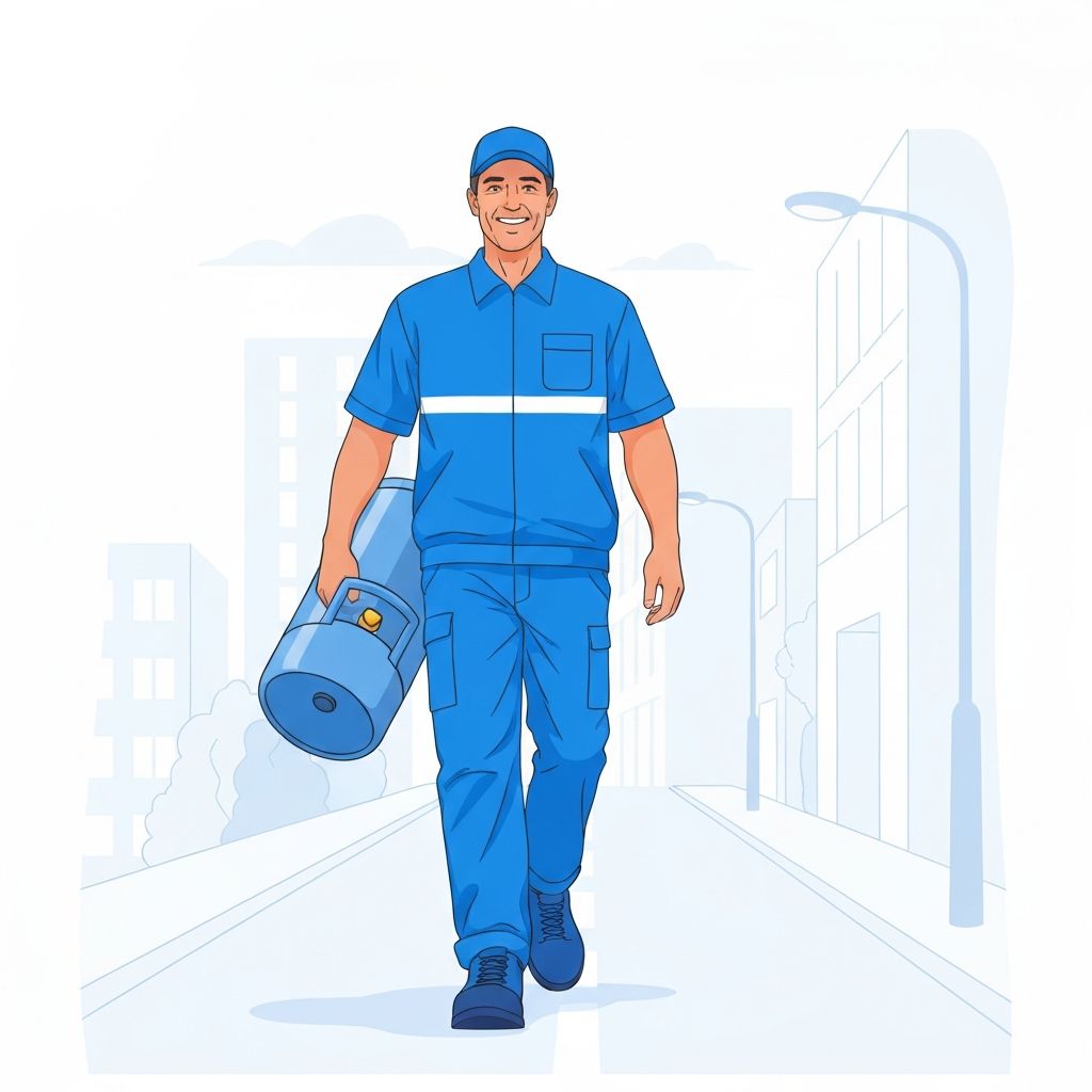 Entregador Entrega Express com botijão de gás